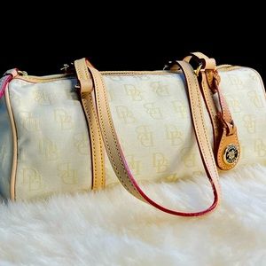 Vintage Style Dooney And Bourke Signature Canvas Barrel Duffel Handbag